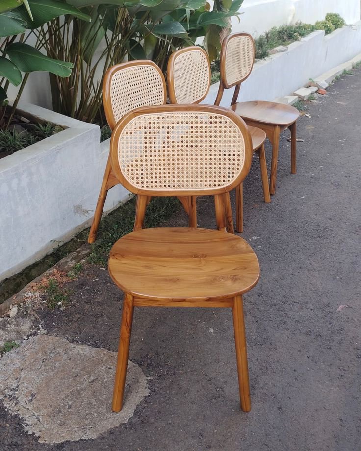 Kursi Cafe Minimalis kayu kombinsi rotan