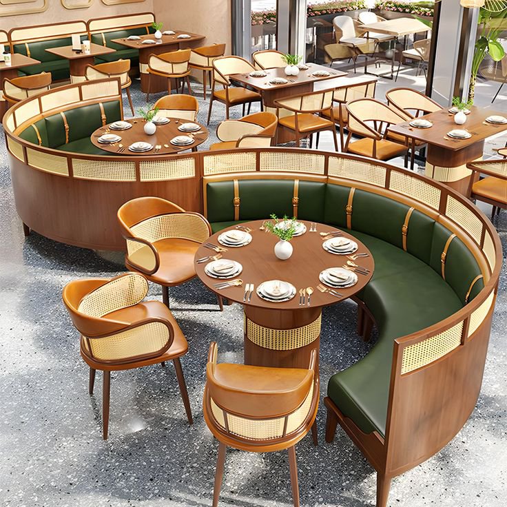 Kursi Cafe Jati Minimalis Jepara – Sandaran Lengkung Kombinasi Rotan Warna Walnut - Gambar 3